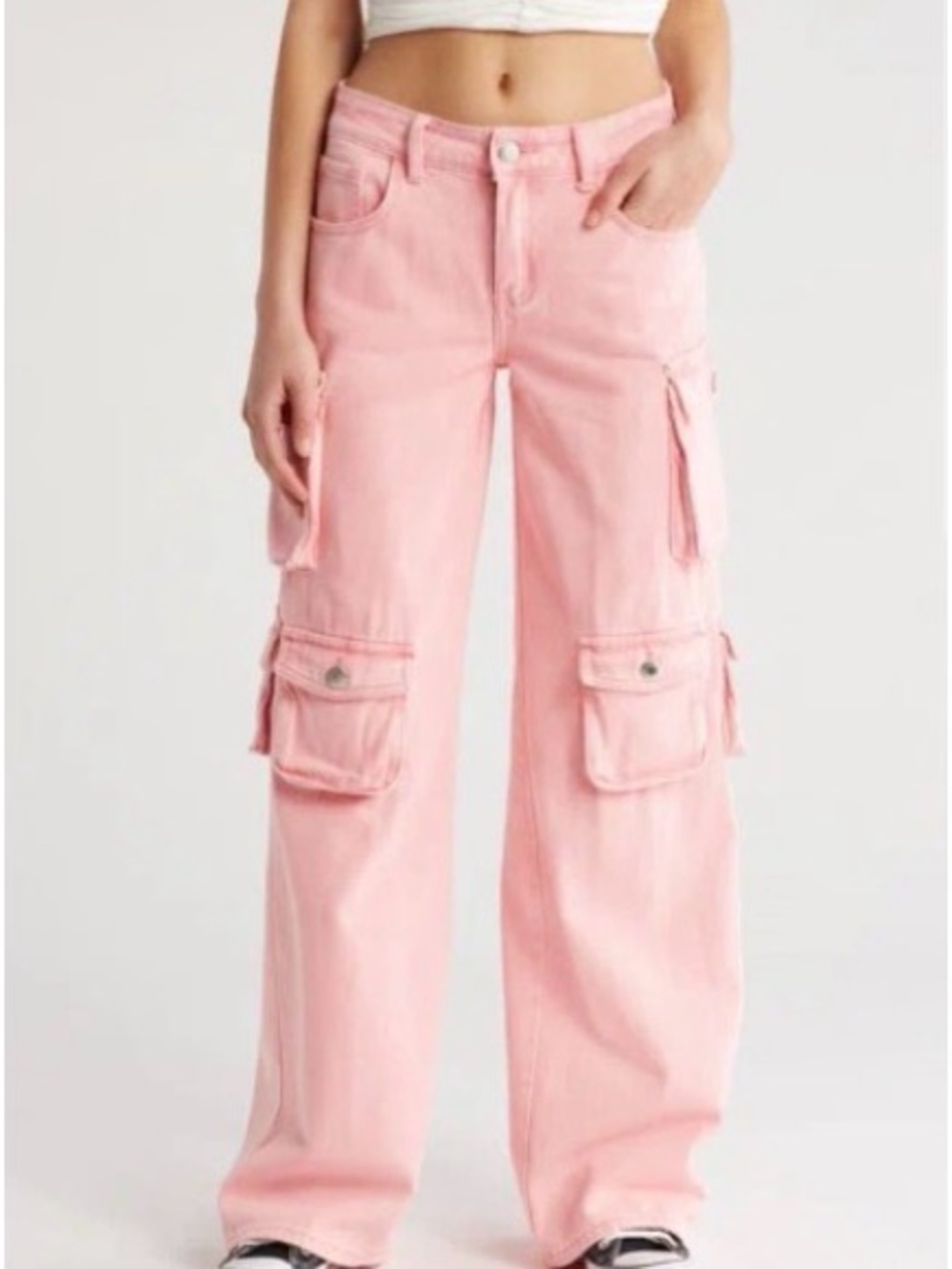 Flying Angel Pink Cargo Women’s Jeans - Wide Leg Utility Style